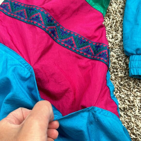 Vintage Bocoo 80s 90s Windbreaker Abstract Embroidered Jacket Small - Picture 8 of 11